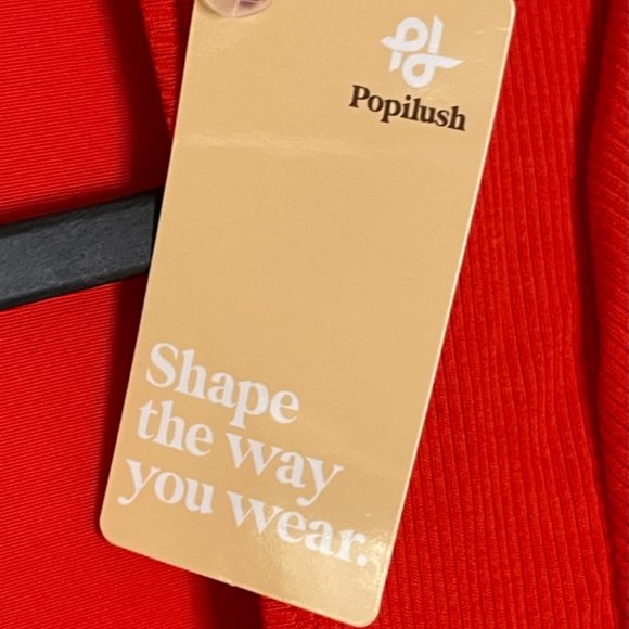 Popilush | Built-In Shapewear Long Sleeve Maxi Lounge Dress in Red - Picture 8 of 8